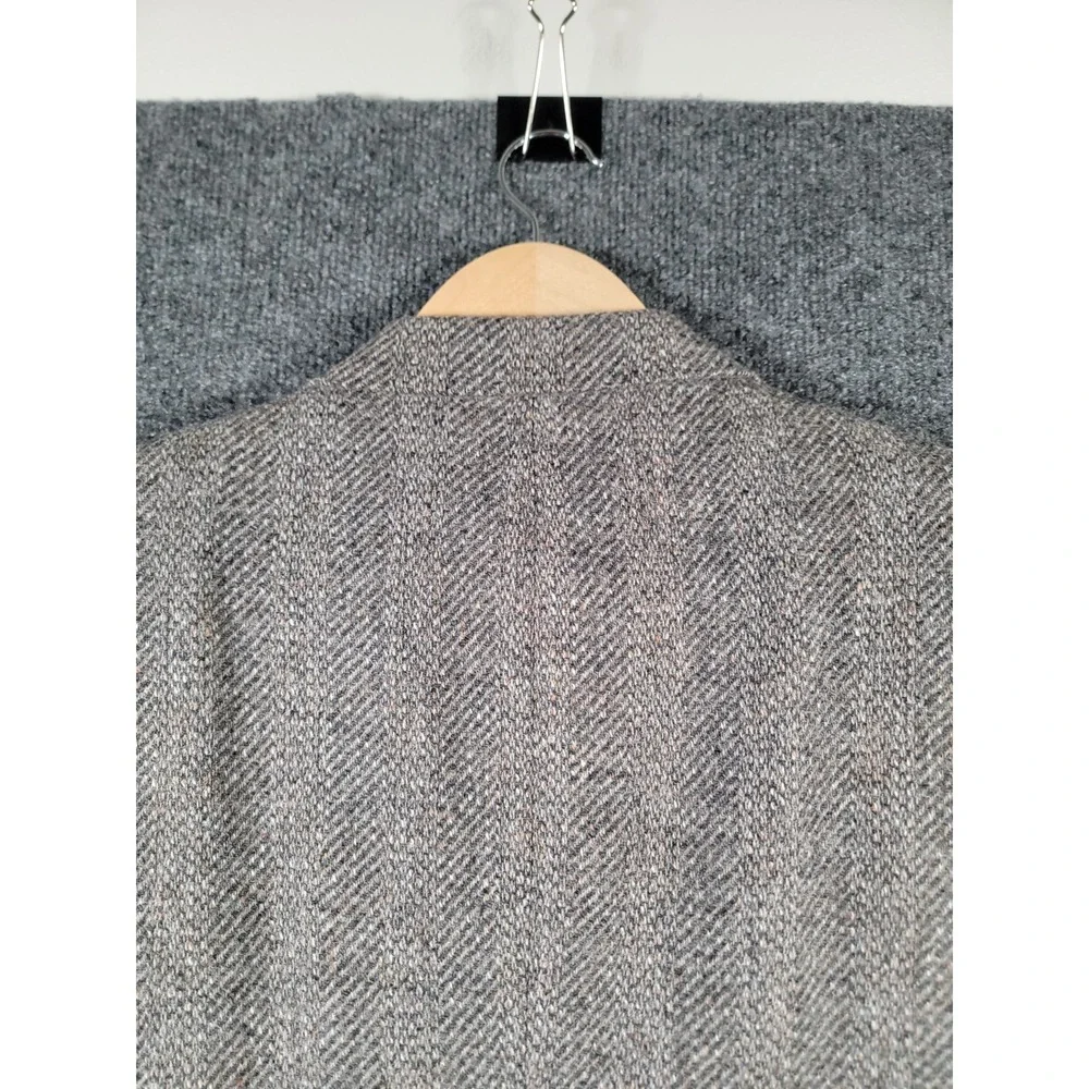 Vintage Christian Dior Sport Coat Mens 40 Gray Wool Herringbone Tweed Blazer 80s